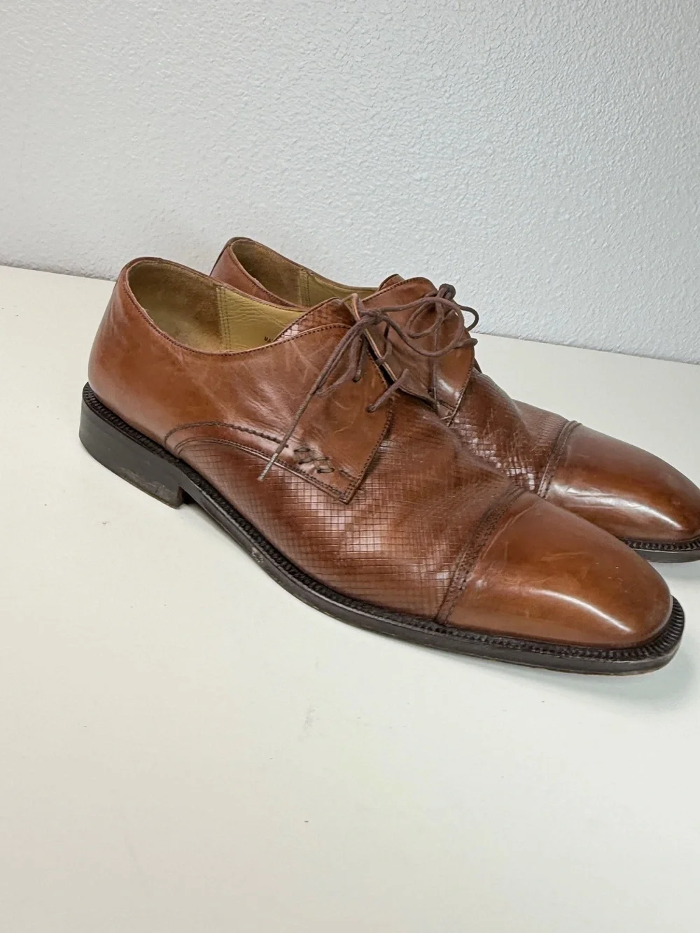Johnston Murphy Handcrafted Spain Cap Toe Oxford Dress Shoes size 11.5 Vintage